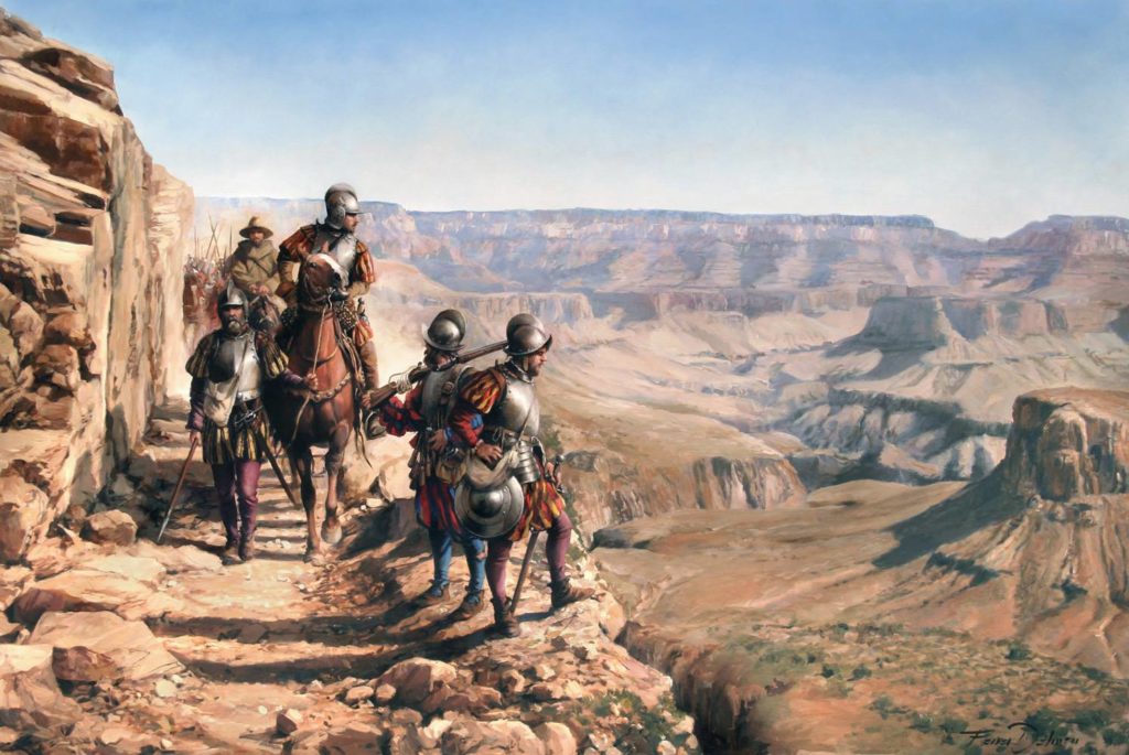 Spanische "Conquistadores" bei einer Expedition durch den Grand Canyon (ca. 16 Jh.)