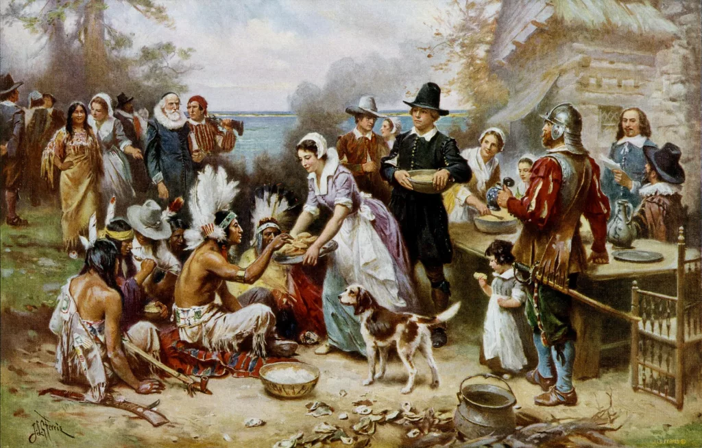 The First Thanksgiving, 1621 - Jean Leon Gerome Ferris